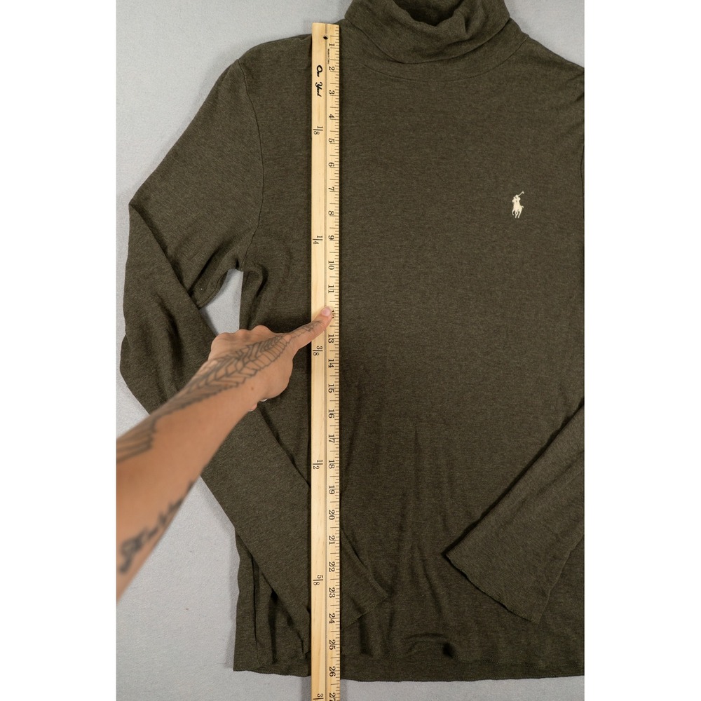 Polo Ralph Lauren Womens Turtleneck Top Olive Green Size XL Cotton Lyocell Pony image 8